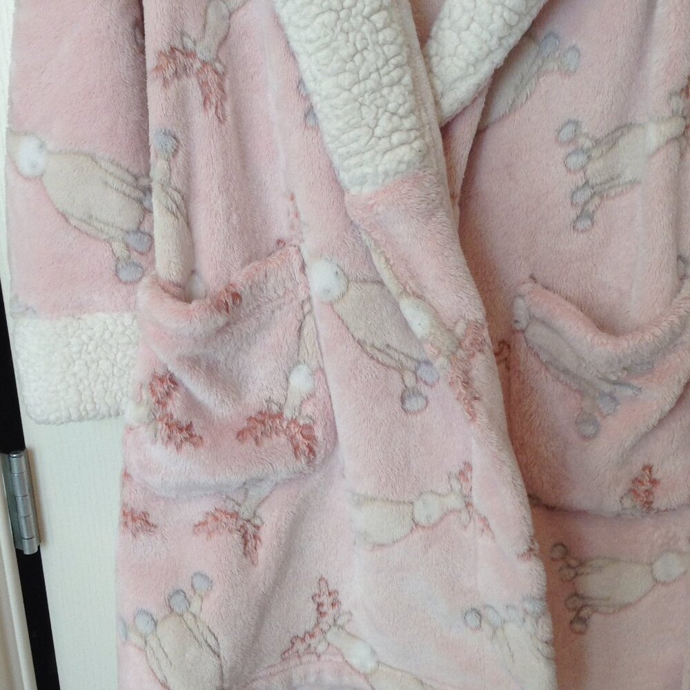 La Vie en Rose Women's Size M Hooded Bathrobe Housecoat Plush Bath Robe - Picture 2 of 10